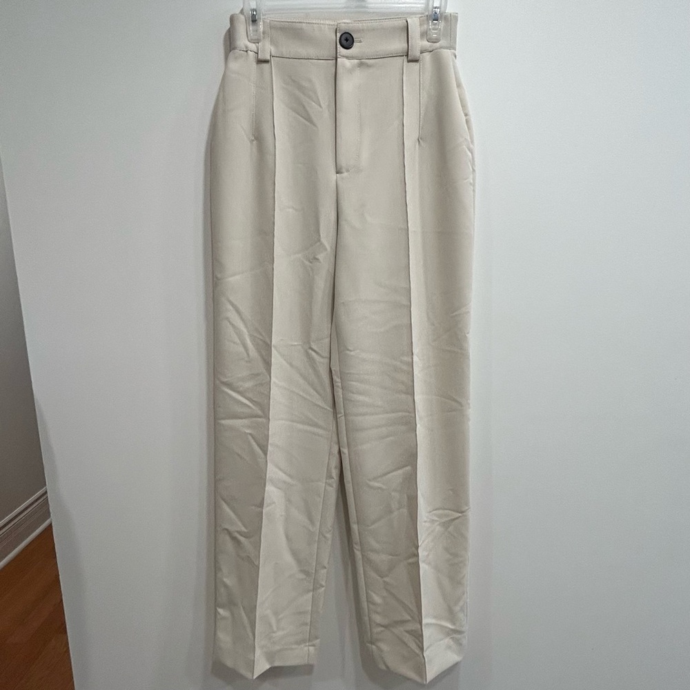 Zara Pleated Cream Dress Pants